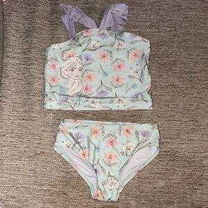 Disney Frozen Floral Print Two-Piece Swimsuit for Kids